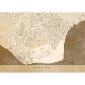 Mapa Sepia vintage map of Maspalomas, Blursbyai, (40 x 30 cm)