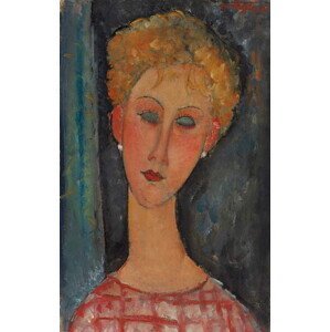 Modigliani, Amedeo - Obrazová reprodukce Blonde Woman with Curly Hair; La blonde aux boucles d'oreille, (24.6 x 40 cm)
