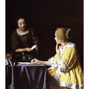 Vermeer, Jan (Johannes) - Obrazová reprodukce Mistress and Maid, (35 x 40 cm)