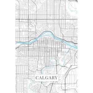 Mapa Calgary white, (26.7 x 40 cm)