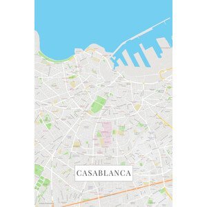 Mapa Casablanca color, (26.7 x 40 cm)