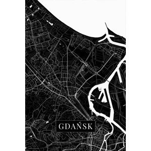Mapa Gdansk black, (26.7 x 40 cm)