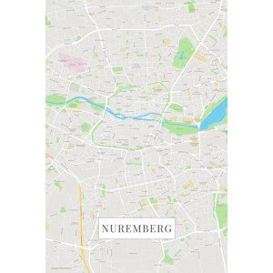 Mapa Nuremberg color, (26.7 x 40 cm)