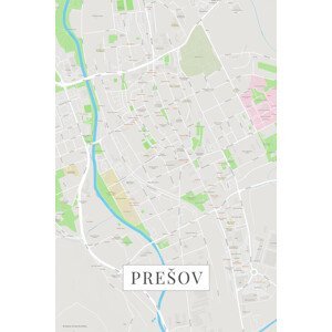 Mapa Presov color, (26.7 x 40 cm)
