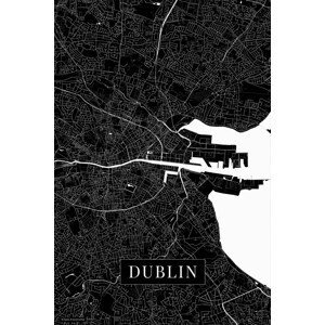 Mapa Dublin black, (26.7 x 40 cm)