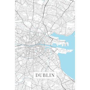 Mapa Dublin white, (26.7 x 40 cm)