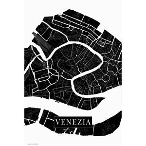 Mapa Venezia black, (26.7 x 40 cm)