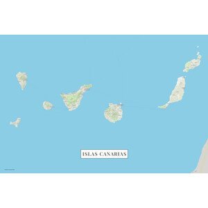 Mapa Kanárské ostrovy color, (40 x 26.7 cm)