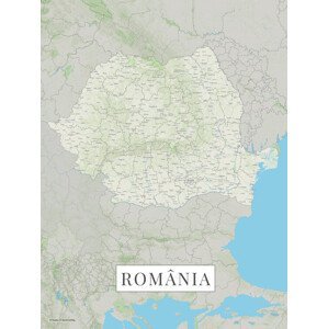 Mapa Romania color, (30 x 40 cm)