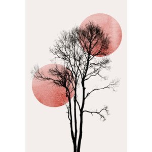 Ilustrace Sun and Moon hiding ROSÈ, Kubistika, (26.7 x 40 cm)