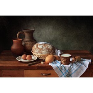 Umělecká fotografie With bread and milk, Tatyana Skorokhod, (40 x 26.7 cm)