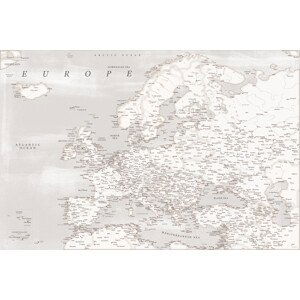 Mapa Rustic detailed map of Europe, Blursbyai, (40 x 26.7 cm)