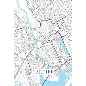Mapa Cardiff white, (26.7 x 40 cm)