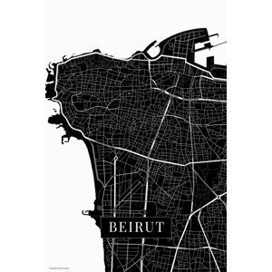 Mapa Beirut black, (26.7 x 40 cm)