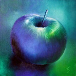 Ilustrace Blue apple, Annette Schmucker, (40 x 40 cm)