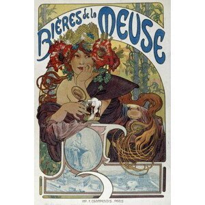 Mucha, Alphonse Marie - Obrazová reprodukce Les bieres de la Meuse, (26.7 x 40 cm)