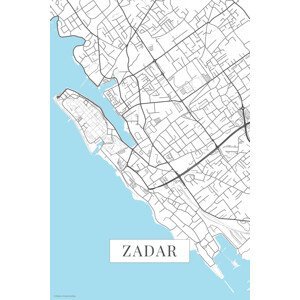 Mapa Zadar white, (26.7 x 40 cm)