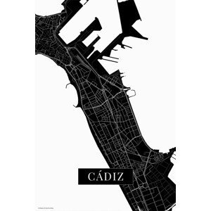 Mapa Cadiz black, (26.7 x 40 cm)