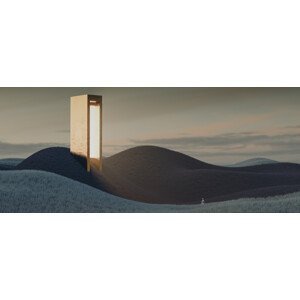 Umělecká fotografie Landscape with a tower emiting light series 6, Javier Pardina, (50 x 20.9 cm)