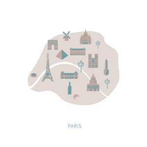 Mapa Paris Map, Studio Collection, (26.7 x 40 cm)