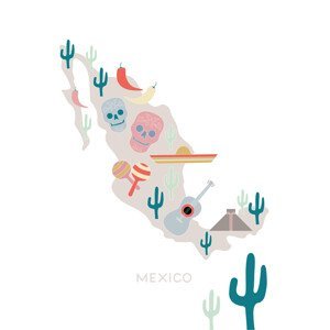 Mapa Mexico Map No 1, Studio Collection, (26.7 x 40 cm)