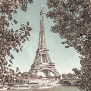 Umělecká fotografie PARIS Eiffel Tower & River Seine | urban vintage style, Melanie Viola, (40 x 40 cm)