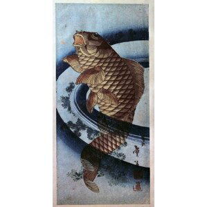 Hokusai, Katsushika - Obrazová reprodukce Japanese art, carp, (20 x 40 cm)