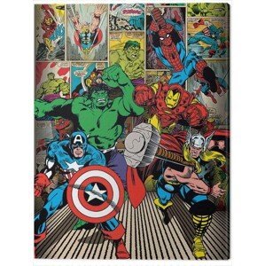Obraz na plátně Marvel Comics - Here Come the Heroes, (60 x 80 cm)