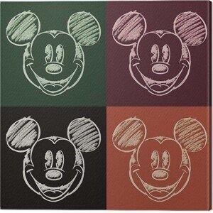 Obraz na plátně Mickey Mouse - Chalk Faces, (40 x 40 cm)