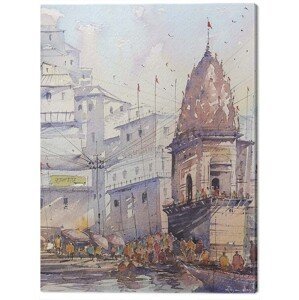 Obraz na plátně Rajan Dey - Varanashi Ghat, India, (60 x 80 cm)