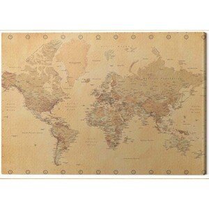 Obraz na plátně World Map - Vintage Style, (80 x 60 cm)