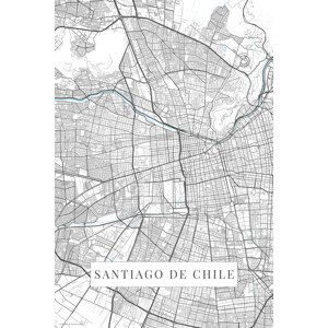 Mapa Santiago De Chile white, POSTERS, (26.7 x 40 cm)