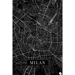 Mapa Milan black, (26.7 x 40 cm)