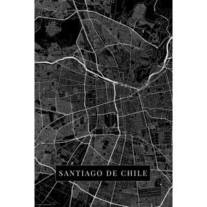 Mapa Santiago De Chile black, (26.7 x 40 cm)