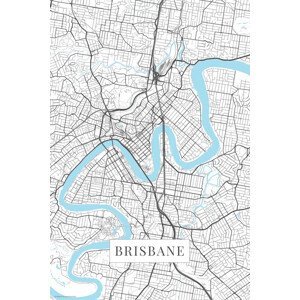 Mapa Brisbane white, POSTERS, (26.7 x 40 cm)