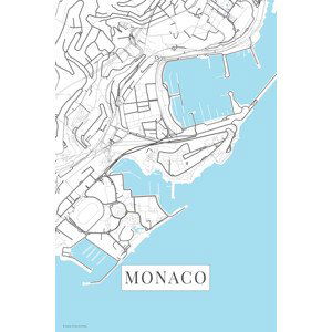 Mapa Monaco white, POSTERS, (26.7 x 40 cm)