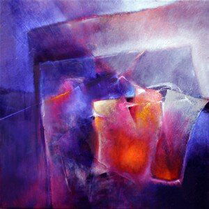 Ilustrace another moment on another day - red and blue, Annette Schmucker, (40 x 40 cm)