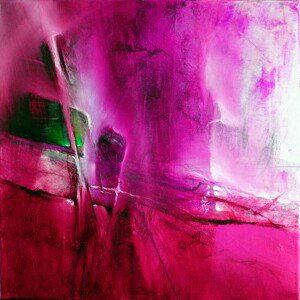 Ilustrace green emerald in pink, Annette Schmucker, (40 x 40 cm)