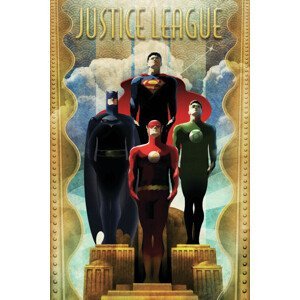 Umělecký tisk Justice League - Gold Border, (26.7 x 40 cm)
