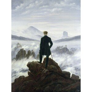 Plakát, Obraz - C. D. Friedrich - Hiker over a Foggy Sea, (60 x 80 cm)
