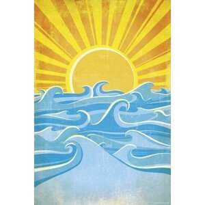 Plakát, Obraz - Sea Waves and Yellow Sun, (61 x 91.5 cm)