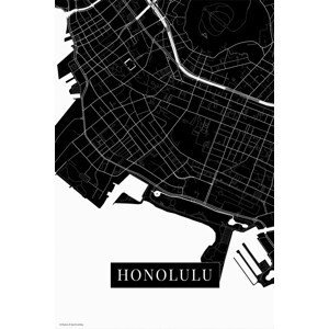 Mapa Honolulu black, (26.7 x 40 cm)