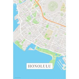 Mapa Honolulu color, (26.7 x 40 cm)