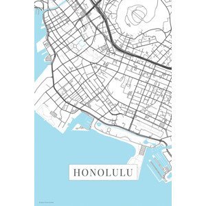 Mapa Honolulu white, (26.7 x 40 cm)