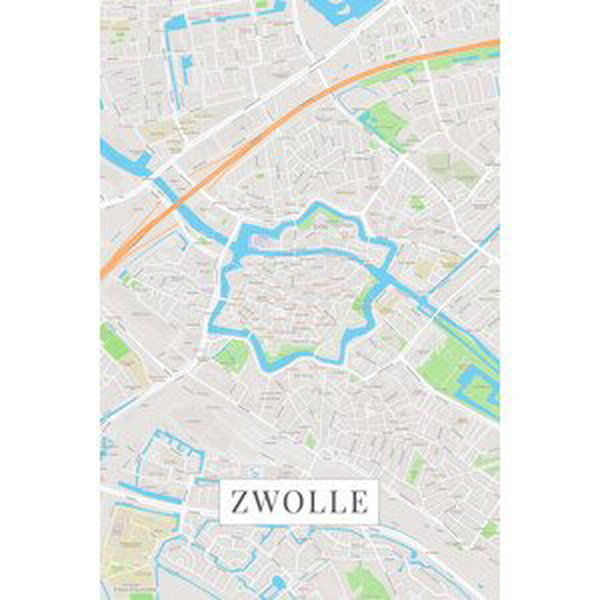 Mapa Zwolle color, (26.7 x 40 cm)