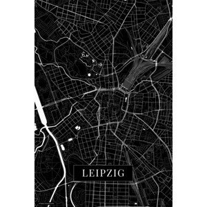 Mapa Leipzig black, POSTERS, (26.7 x 40 cm)