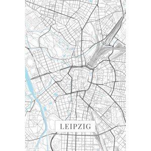 Mapa Leipzig white, POSTERS, (26.7 x 40 cm)