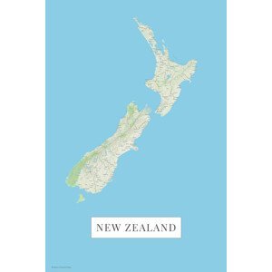 Mapa New Zeland color, POSTERS, (26.7 x 40 cm)