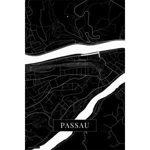 Mapa Passau black, POSTERS, (26.7 x 40 cm)