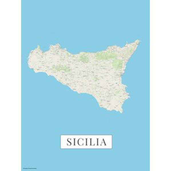 Mapa Sicilia color, POSTERS, (30 x 40 cm)